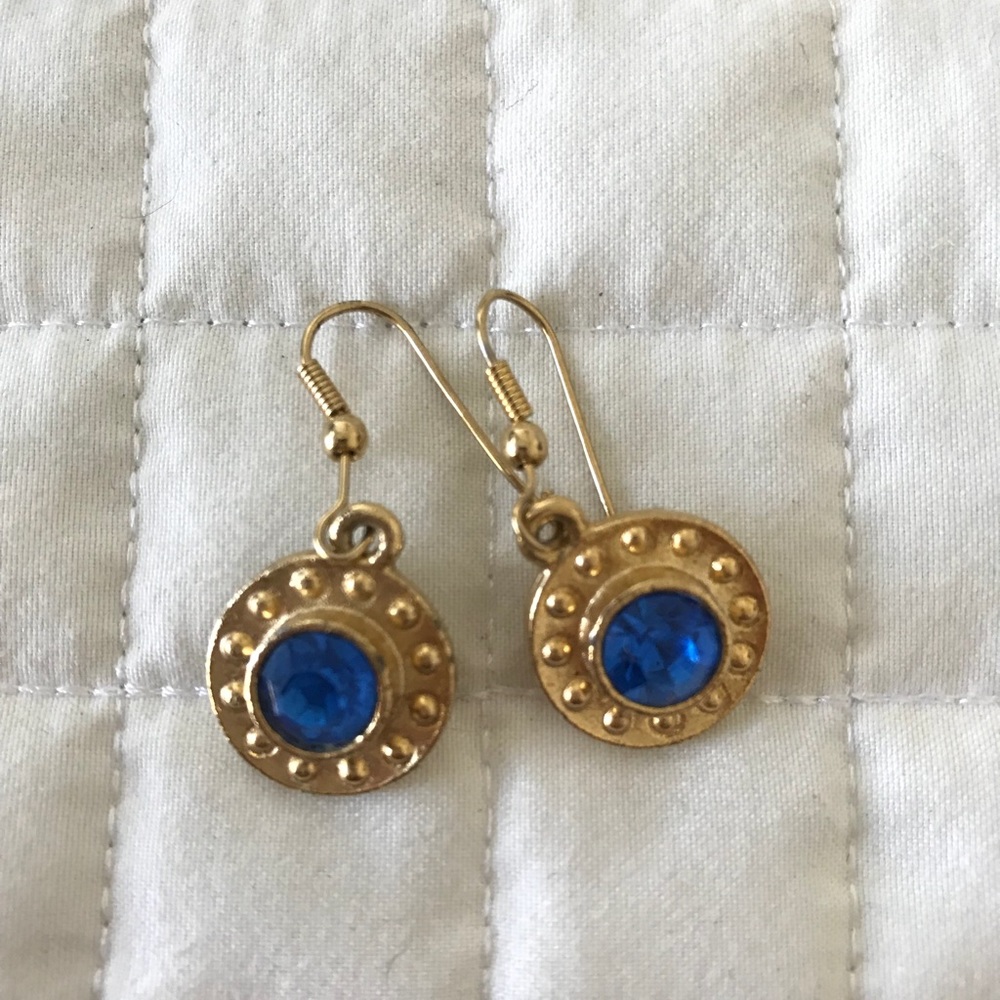 Blue and gold earring